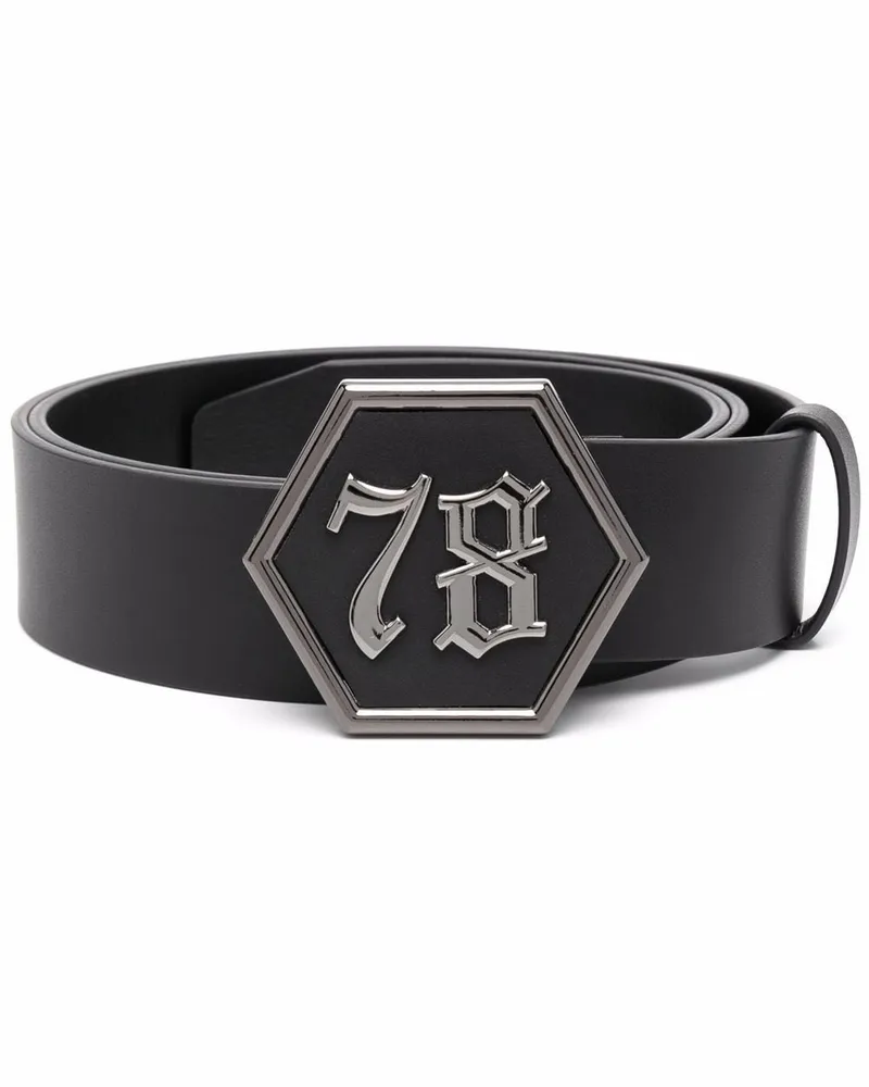 Philipp Plein Gürtel mit Gothic-Logo - Schwarz Schwarz