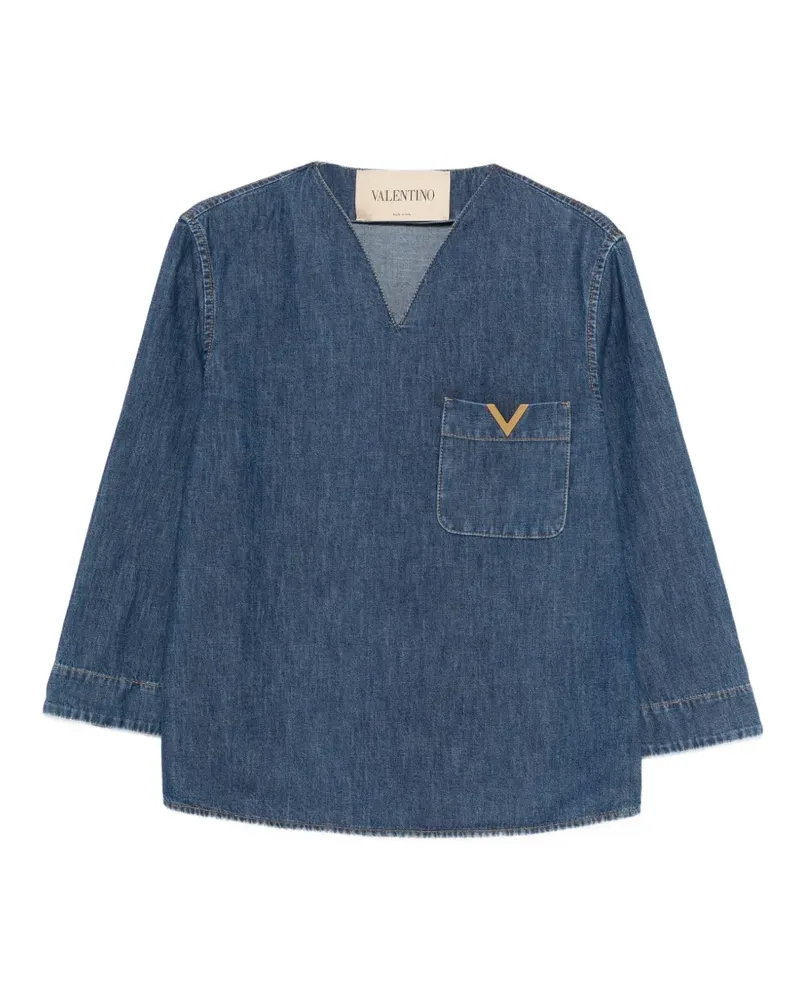 Valentino Garavani V-neck pocket top - Blau Blau