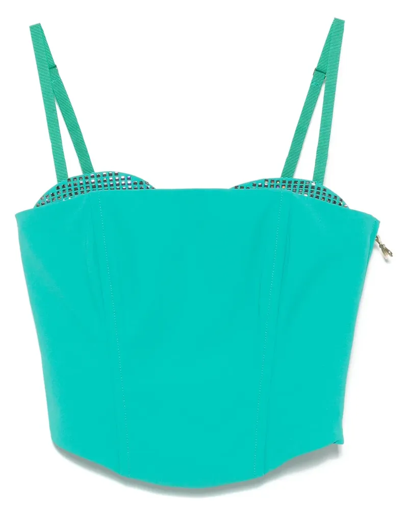 Patrizia Pepe Cropped-Top mit Strass - Grün Grün