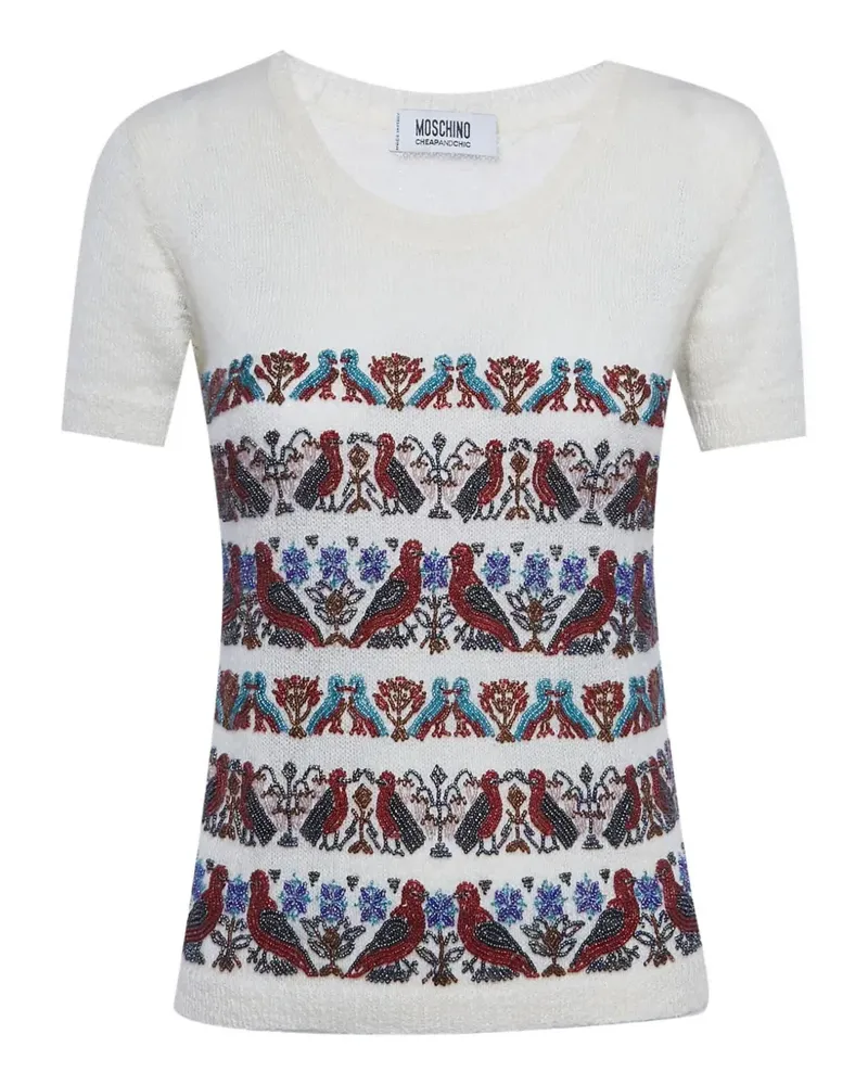 Moschino beaded short-sleeve top - Weiß Weiß