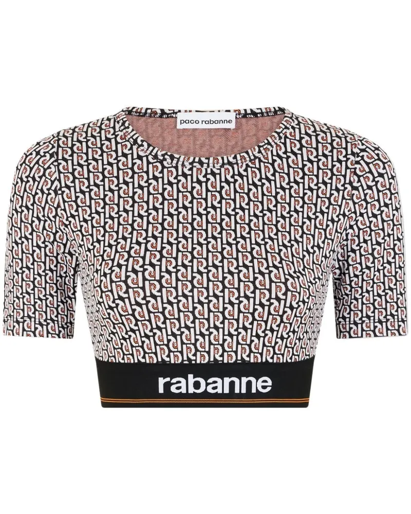 Paco Rabanne Cropped-T-Shirt mit Print - Schwarz Schwarz