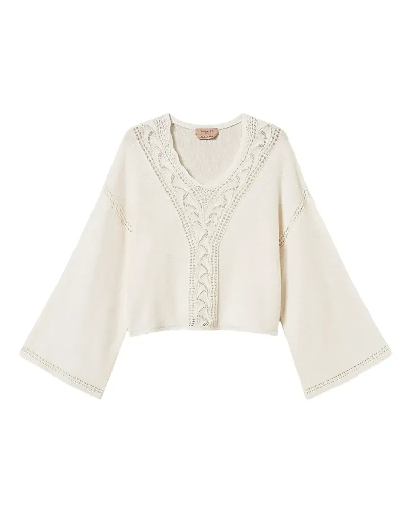 Twin-Set Weiter Pullover mit Lochmuster - Nude Nude