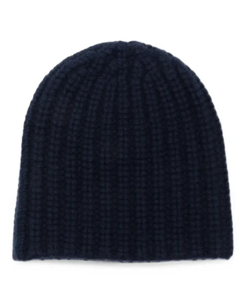 Liska Gerippte Michaela Beanie aus Kaschmir - Blau Blau