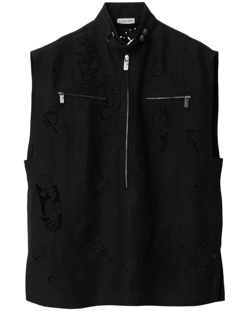 Burberry Canvas-Weste mit Lochstickerei - Schwarz Schwarz