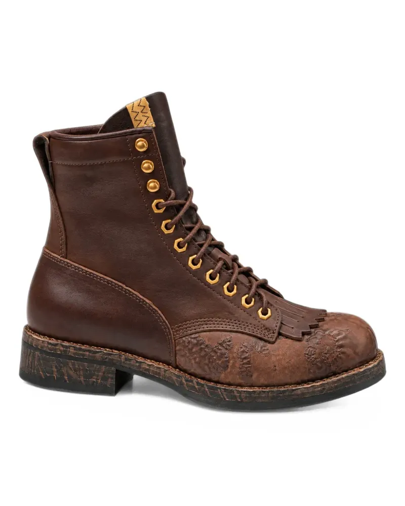 Visvim fringe-detail leather boots - Braun Braun