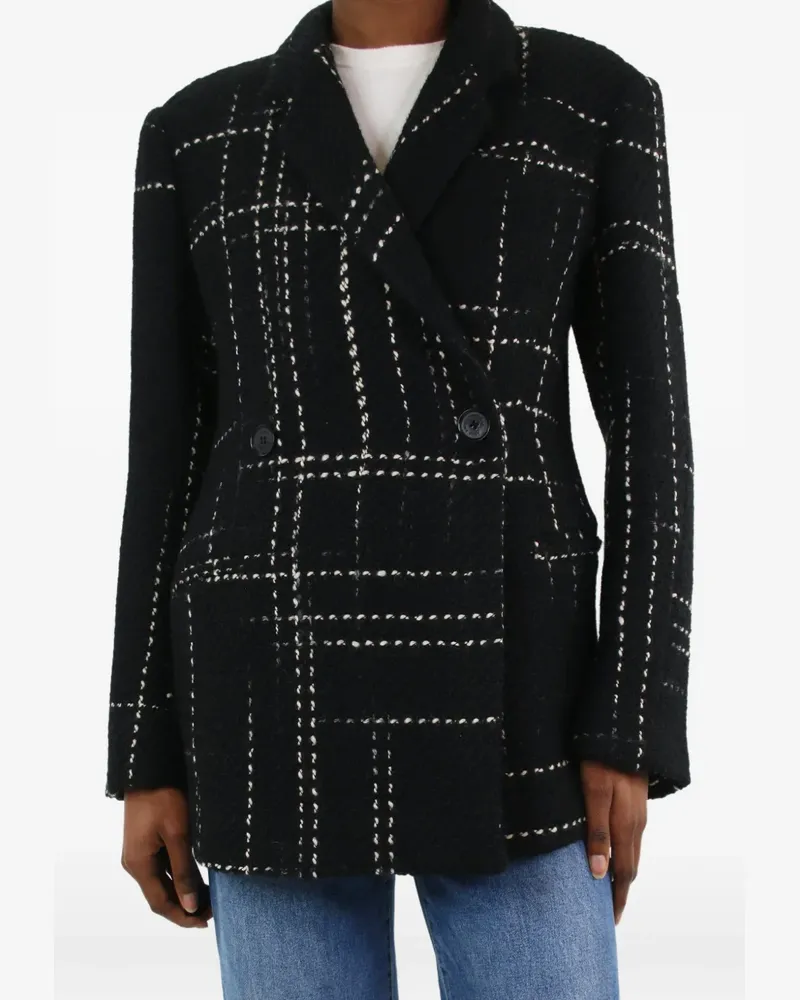 Anine Bing Double-breasted checked-pattern jacket - Schwarz Schwarz