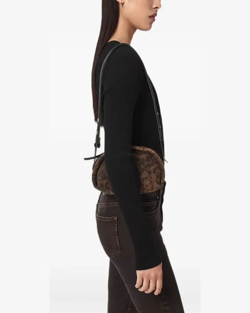 AllSaints Rosalie leopard leather crossbody bag - Braun Braun