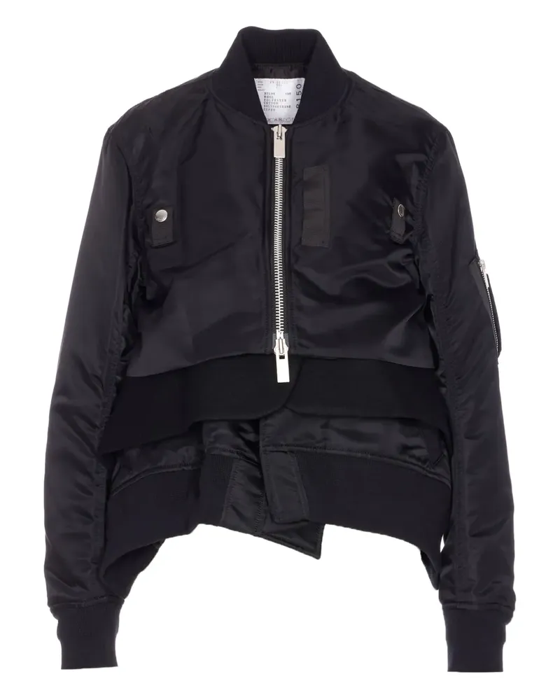 Sacai Bomberjacke mit Reißverschluss - Schwarz Schwarz