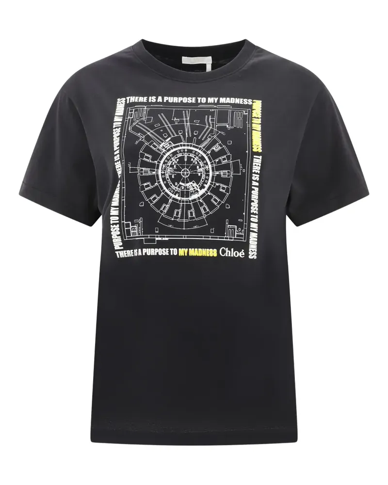 Chloé T-Shirt mit grafischem Print - Schwarz Schwarz