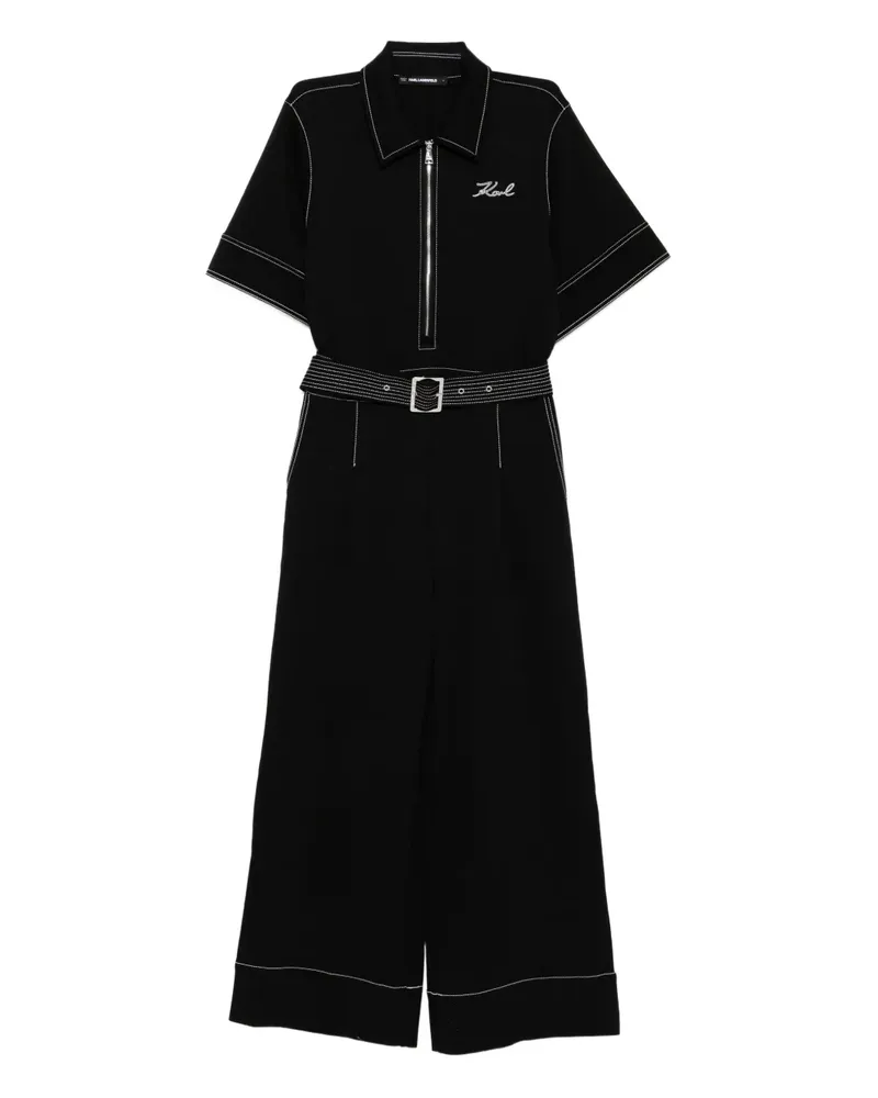 Karl Lagerfeld Jumpsuit mit Kontrastnähten - Schwarz Schwarz