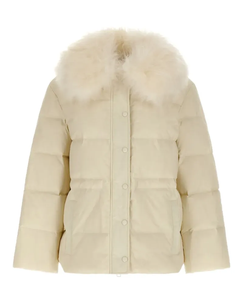 Yves Salomon Gesteppte Jacke mit Lammfellkragen - Nude Nude