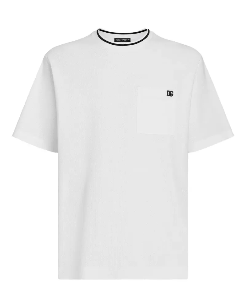 Dolce & Gabbana T-Shirt mit Logo-Stickerei - Weiß Weiß