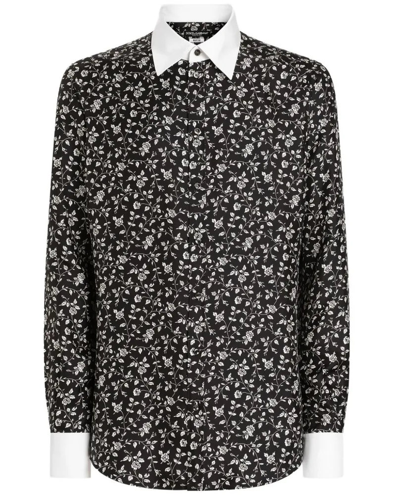 Dolce & Gabbana Hemd mit Blumen-Print - Schwarz Schwarz