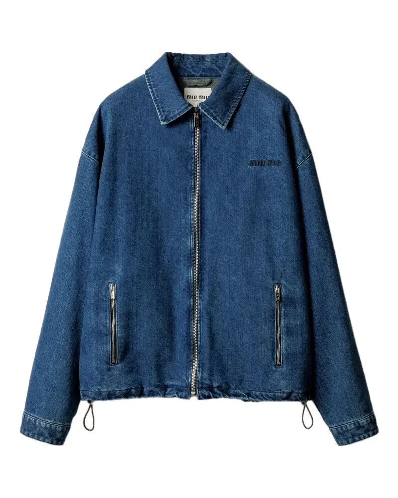 Miu Miu Jeansjacke mit Logo-Stickerei - Blau Blau