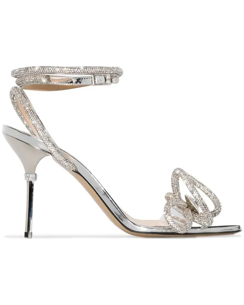 Mach & Mach 95mm crystal-embellished double-bow sandals - Metallic Metallic