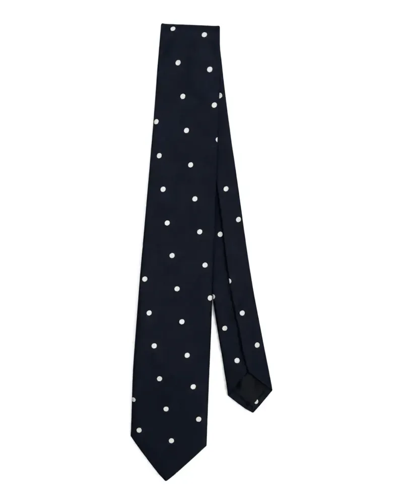 LARDINI Seidenkrawatte mit Polka Dots - Blau Blau