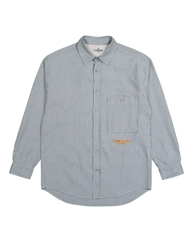 Stone Island Gestreiftes Hemd - Blau Blau