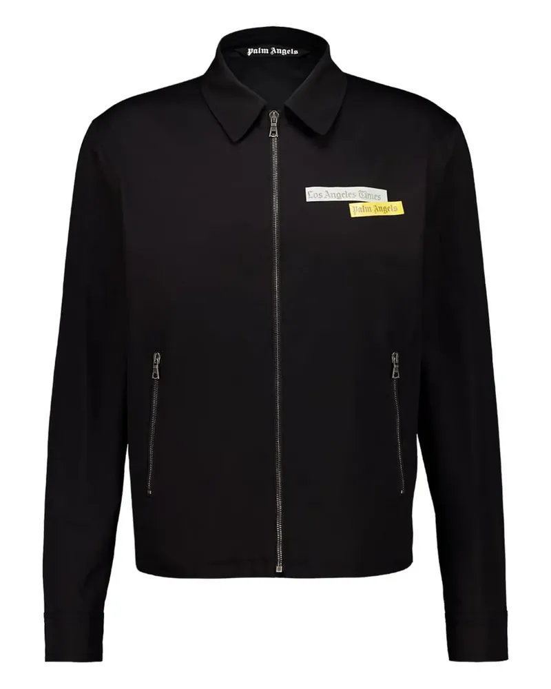 Palm Angels Pax Los Angeles Times Jacke mit News-Print - Schwarz Schwarz