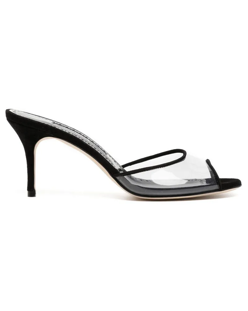 Manolo Blahnik Transparente Jadifa Pantoletten 70mm - Schwarz Schwarz