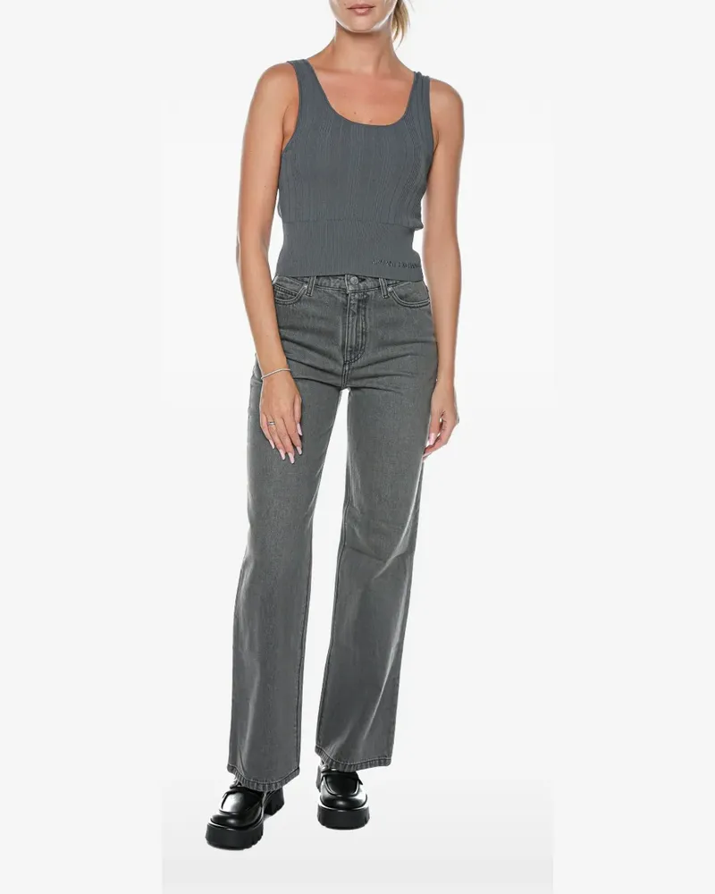 Armani Exchange ribbed-knit logo-embroidered top - Grau Grau