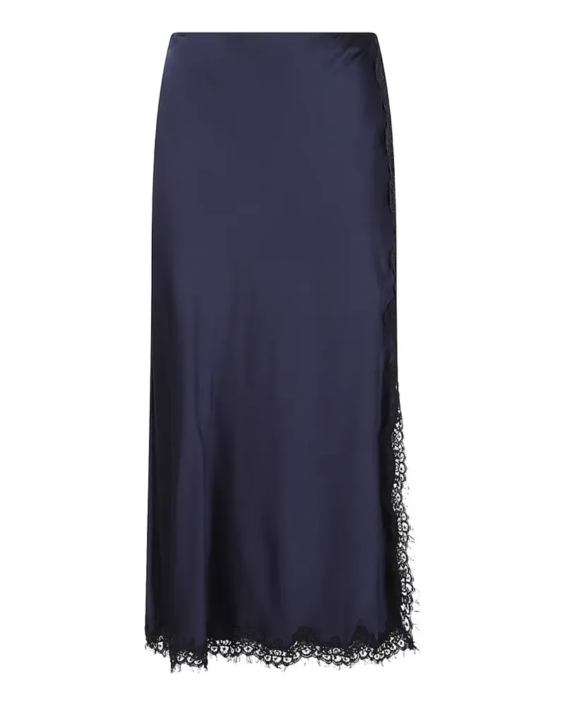 Alice + Olivia Maeve lace-trim satin midi skirt - Blau Blau