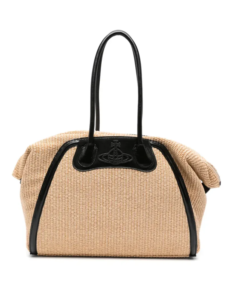 Vivienne Westwood Shirley Orb-plaque woven holdall bag - Nude Nude