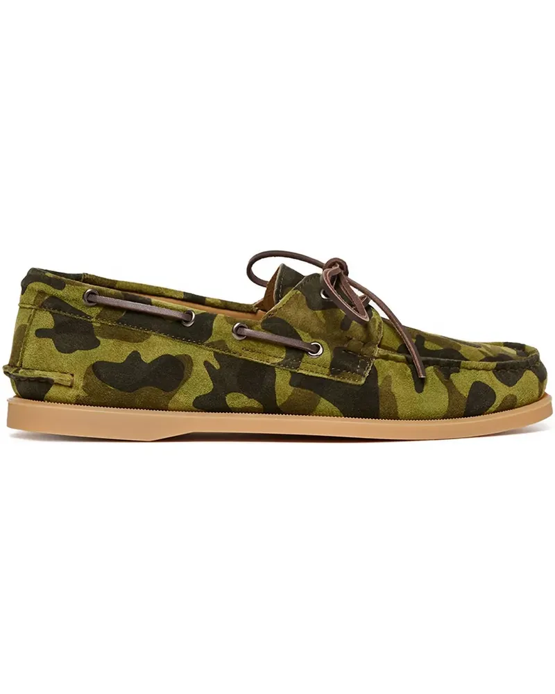 Scarosso Segelschuhe aus Wildleder mit Camouflagemuster - Braun Braun