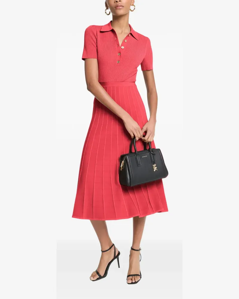 Michael Kors Poloshirtkleid aus geripptem Strick - Rot Rot