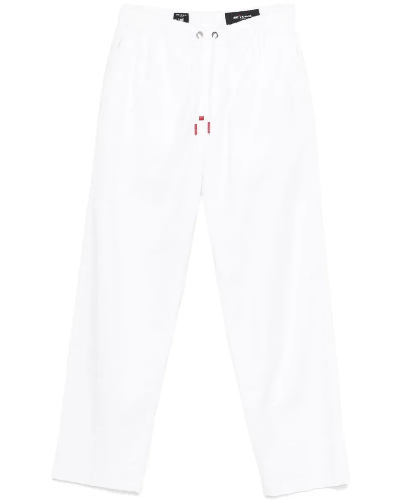 Kiton Hose mit Logo-Patch - Weiß Weiß