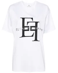 Elisabetta Franchi T-Shirt mit Logo-Print Weiß