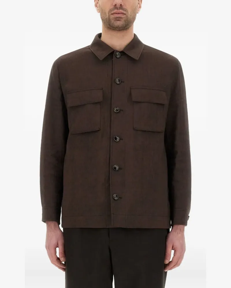 HUGO BOSS Corvin buttoned overshirt - Braun Braun