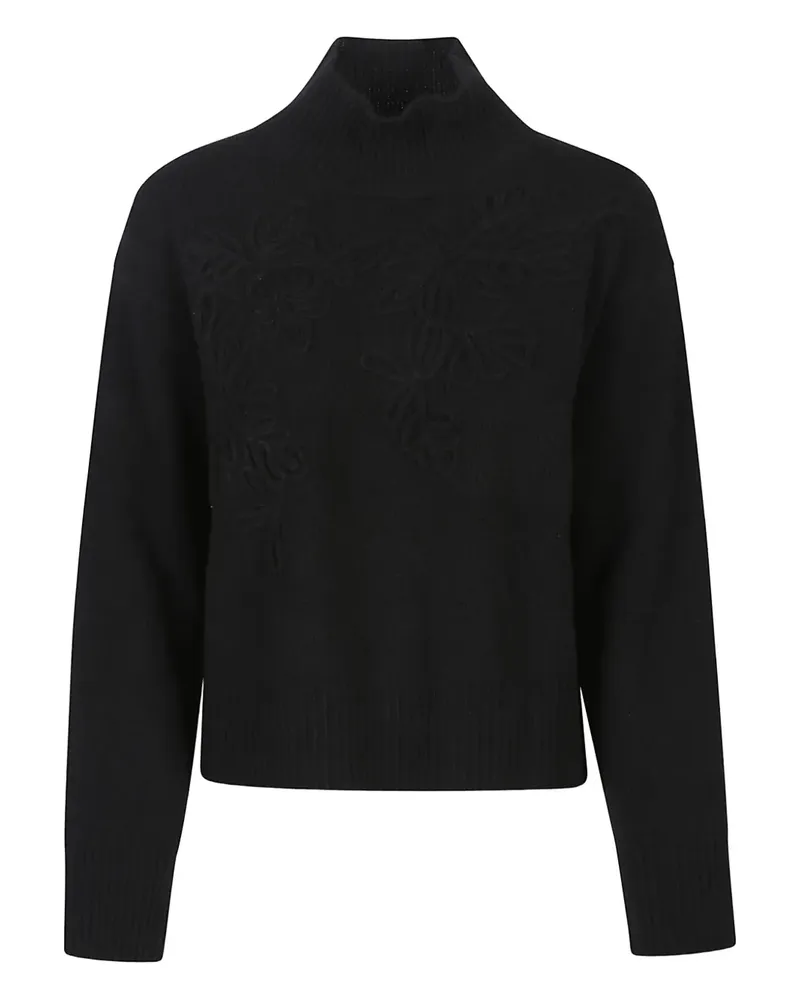 Ermanno Scervino high-neck floral-embroidered sweater - Schwarz Schwarz
