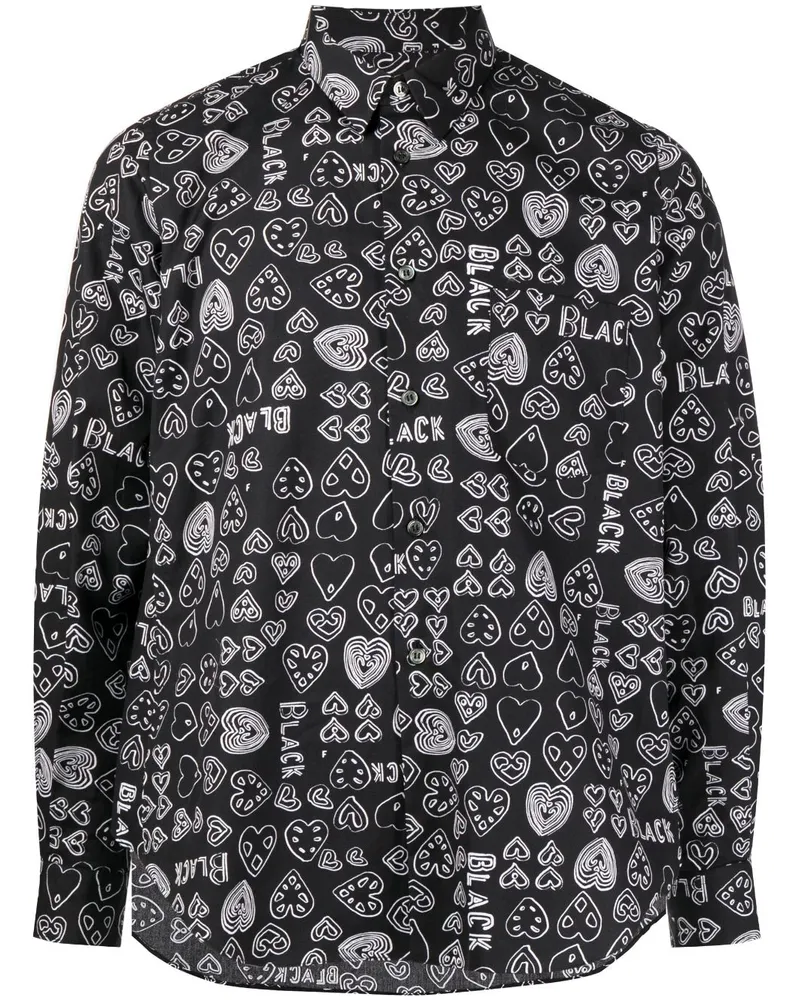 Comme des Garçons Hemd mit Herz-Print - Schwarz Schwarz