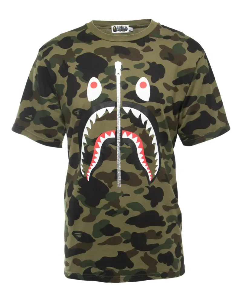 BAPE Camouflage-T-Shirt mit Haimotiv - Grün Grün