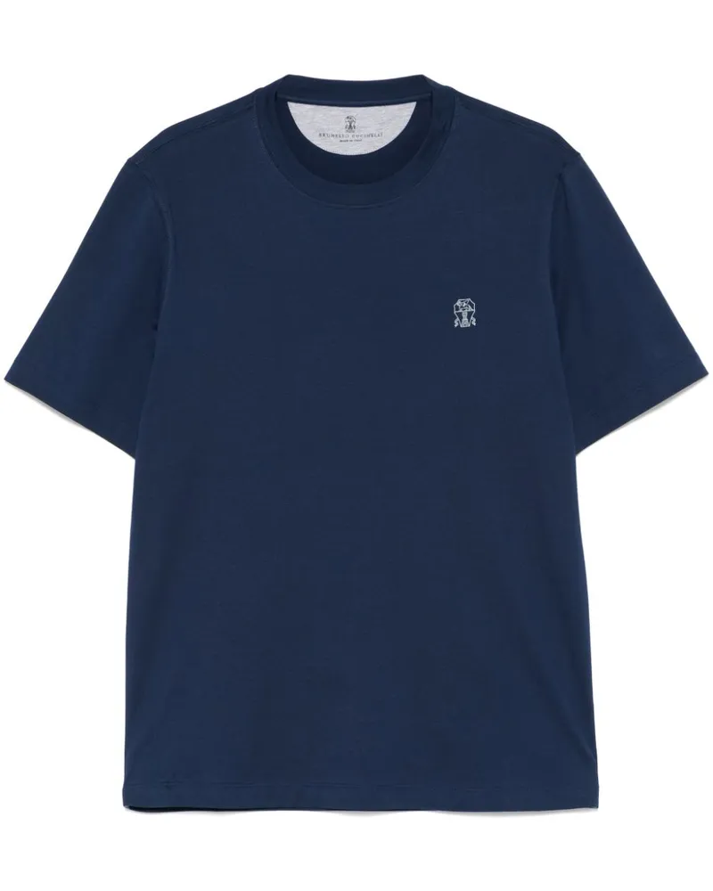 Brunello Cucinelli T-Shirt mit Logo-Print - Blau Blau
