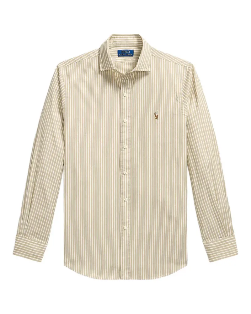 Ralph Lauren striped embroidered-logo shirt - Nude Nude