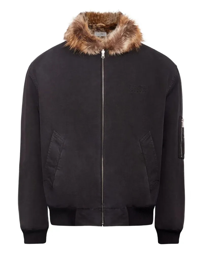 Maison Margiela Jacke mit Pelzkragen - Schwarz Schwarz