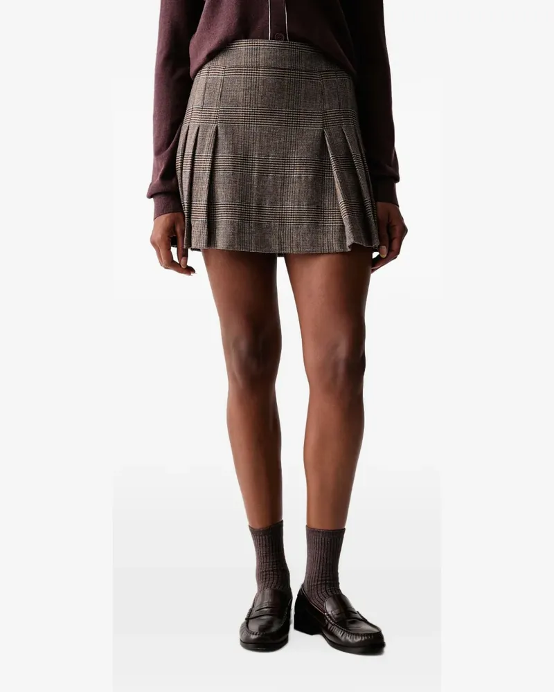 Armani Exchange check-pattern pleated mini skirt - Braun Braun