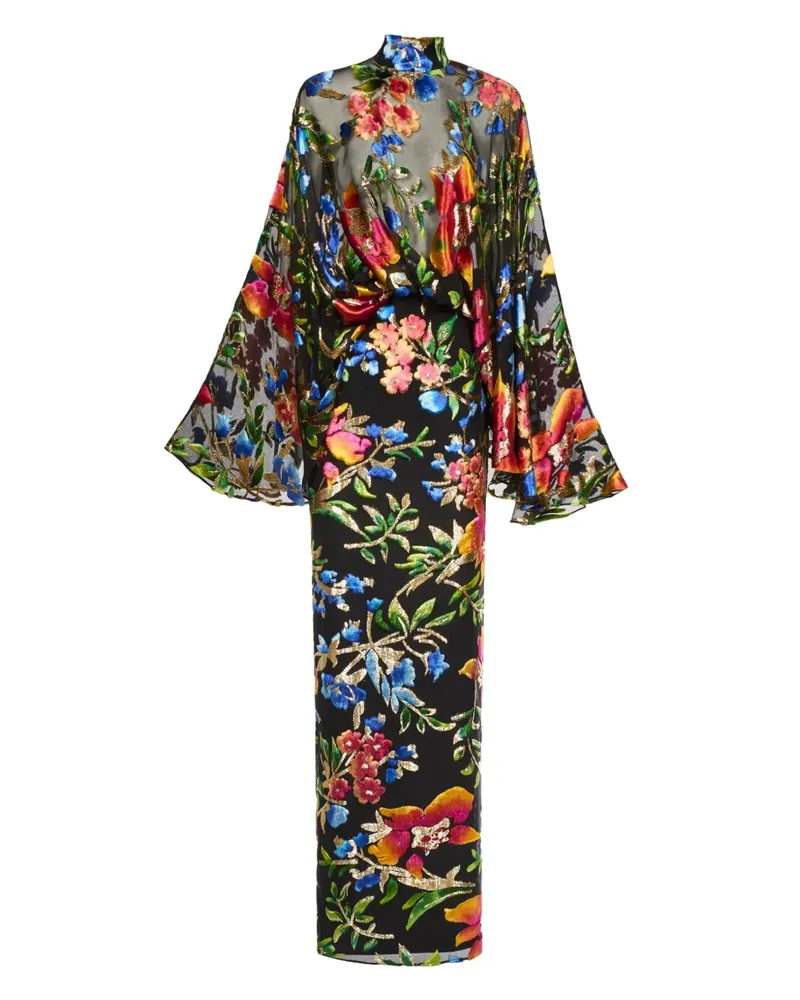 Taller Marmo Eolia Maxikleid mit Blumenmuster - Schwarz Schwarz