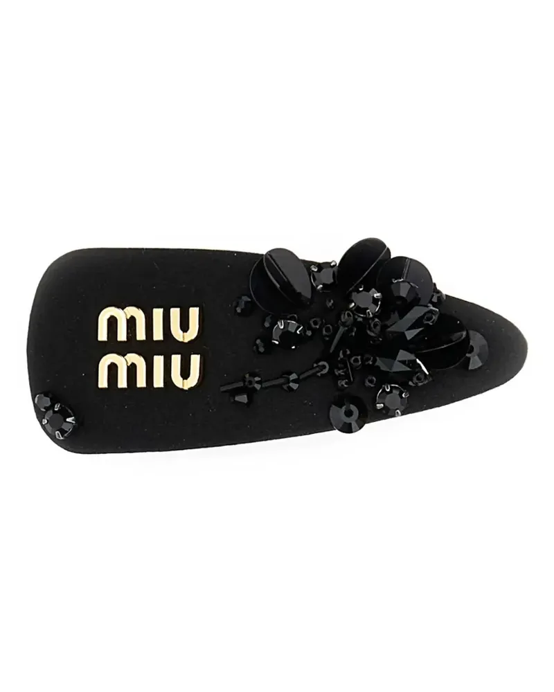 Miu Miu Haarspange mit Logo - Schwarz Schwarz