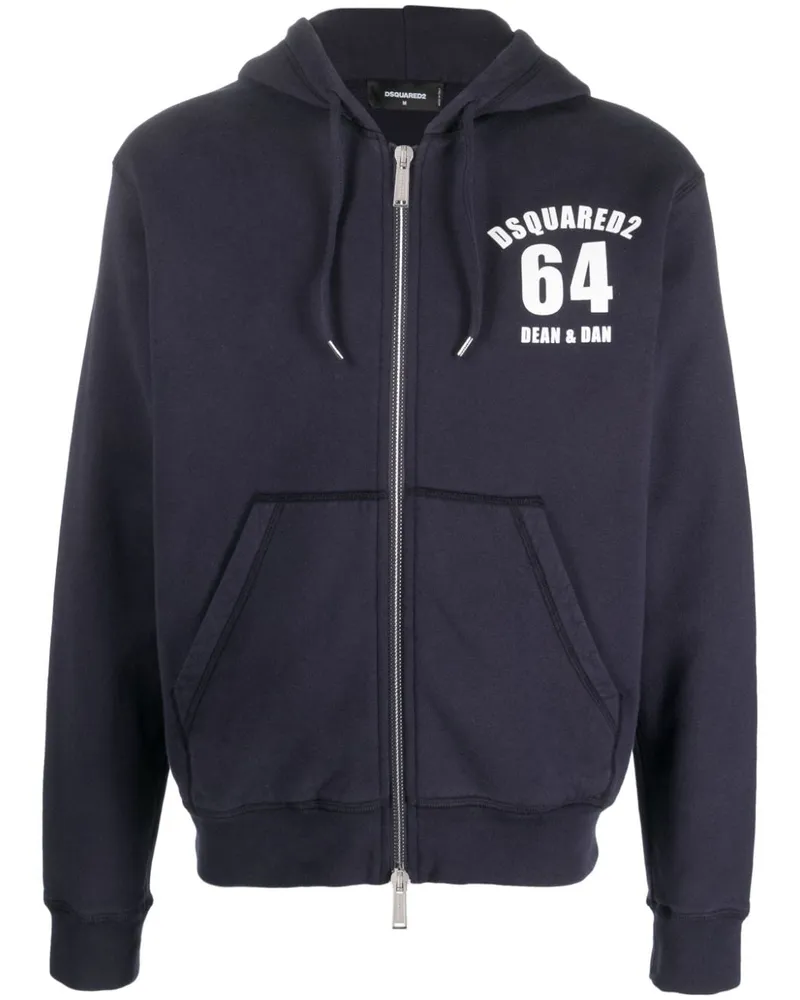 Dsquared2 Kapuzenjacke mit Logo-Print - Blau Blau