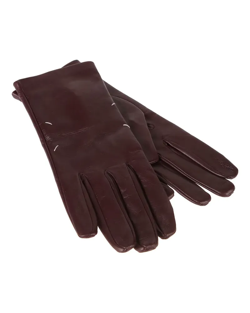 Maison Margiela Lederhandschuhe mit Ziernähten - Rot Rot