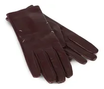 Lederhandschuhe mit Ziernähten - Rot