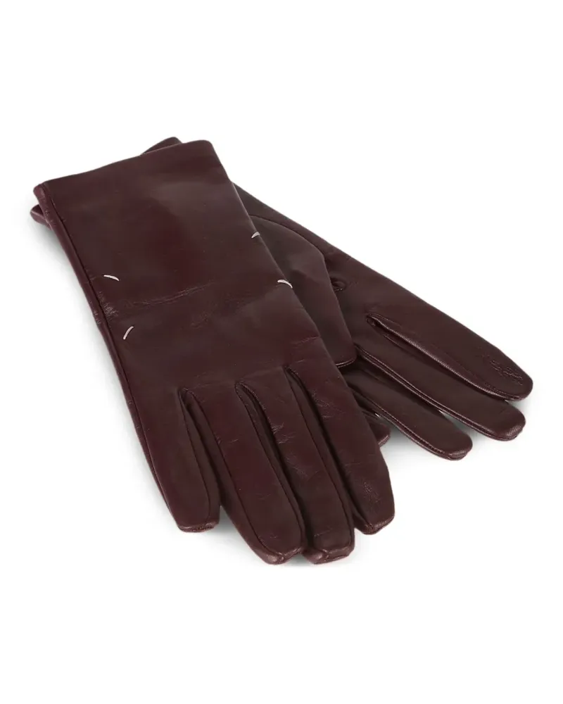 Maison Margiela Lederhandschuhe mit Ziernähten - Rot Rot