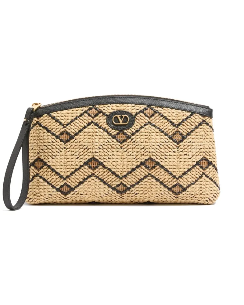 Valentino Garavani Raffia Clutch mit geometrischem Muster - Nude Nude