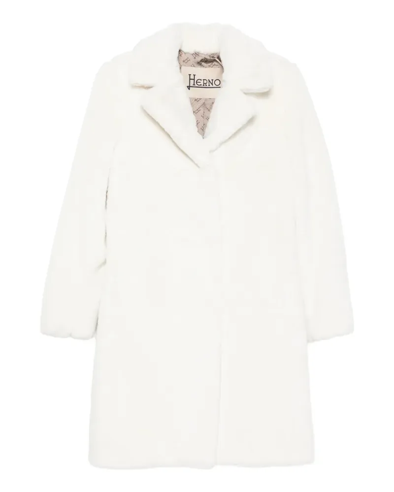 Herno Mantel aus Faux Fur mit Gürtel - Weiß Weiß