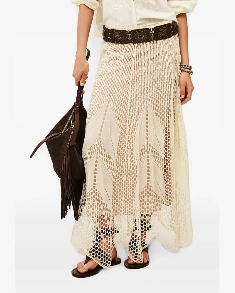 ba&sh Ulys crochet-knit pointelle maxi skirt - Nude Nude
