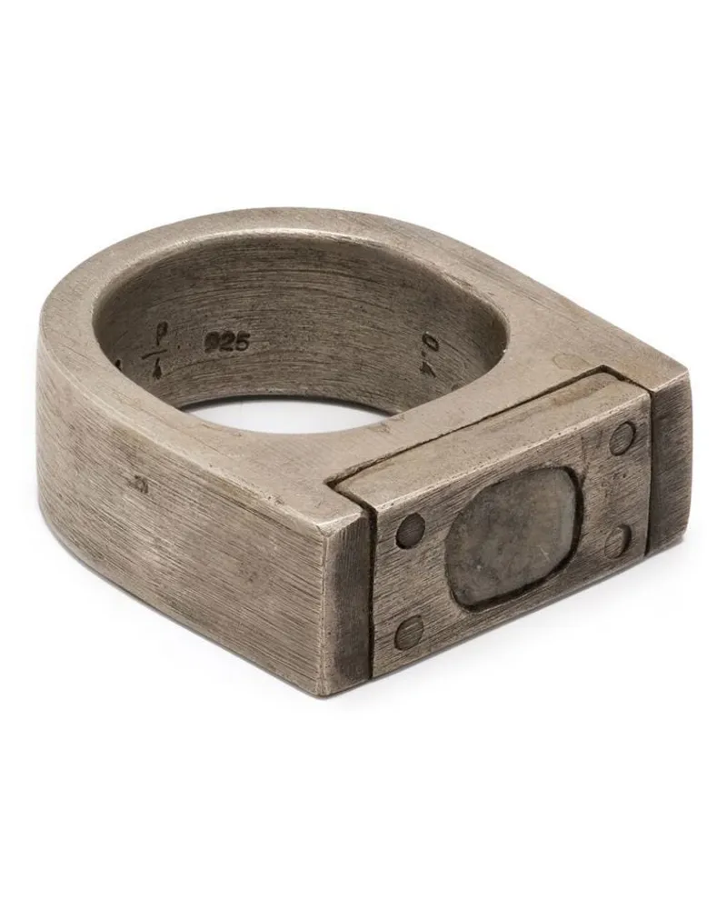 Parts Of Four Plate Single Ring mit Diamant - Silber Silber