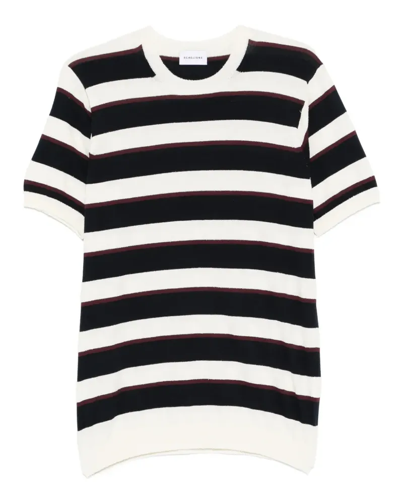 Scaglione Gestreiftes T-Shirt mit rundem Ausschnitt - Nude Nude