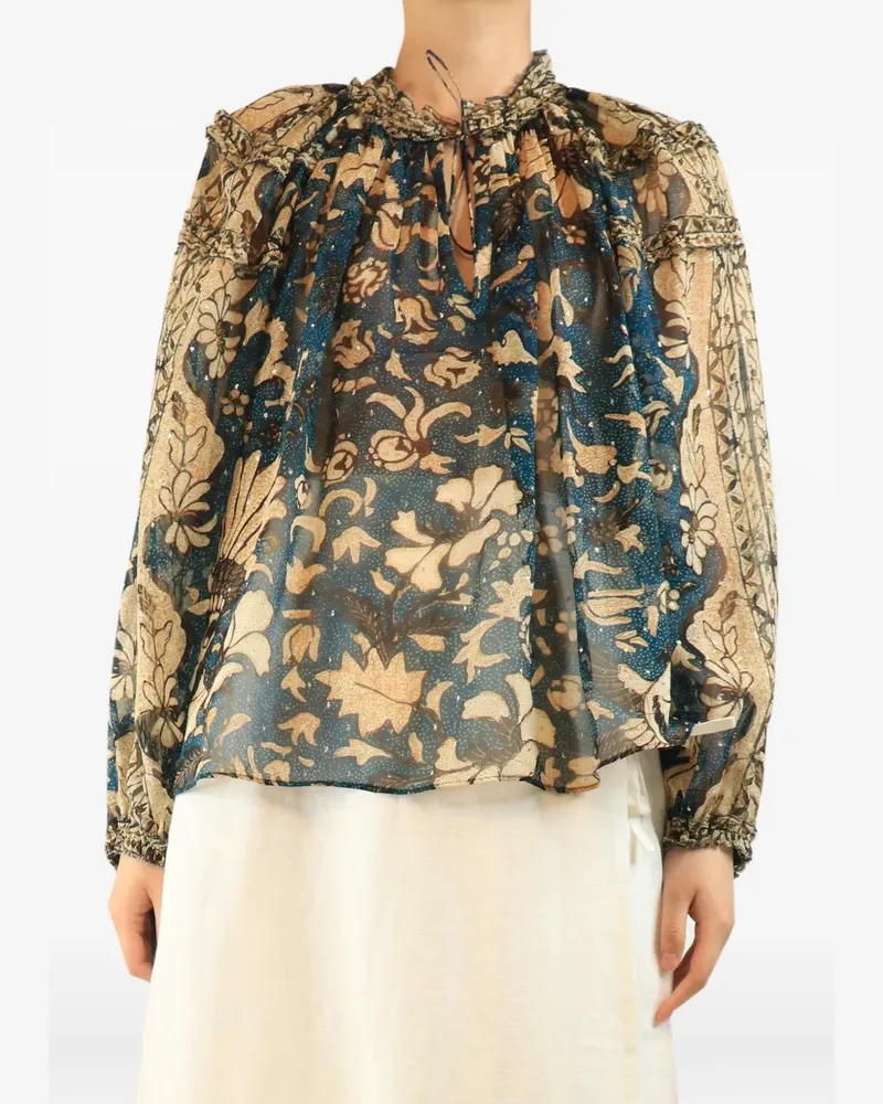 Ulla Johnson floral-print ruffled blouse - Blau Blau
